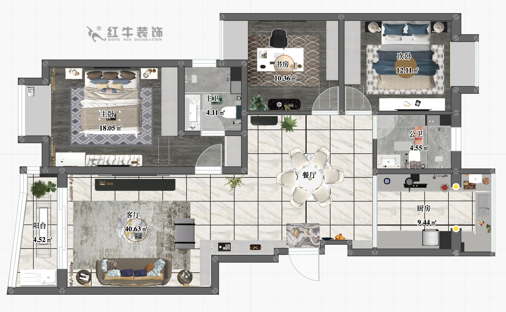 蔡成昊_大地豪庭4-1-602-128㎡-简欧风格_彩平图+logo